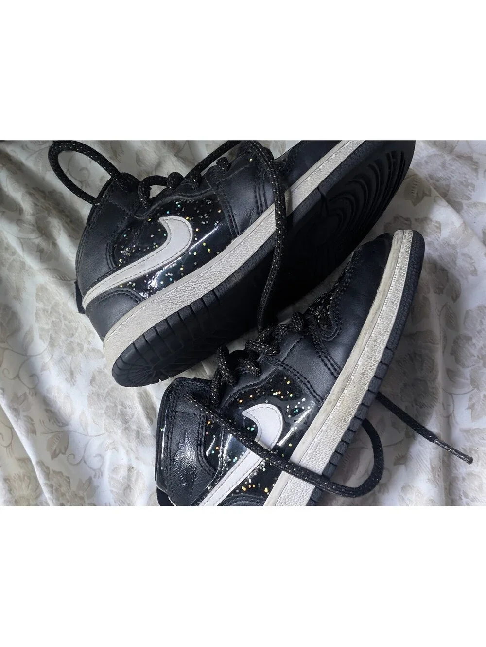 Nike Air Jordan 1 Low Black Glitter Sneakers Size 11C